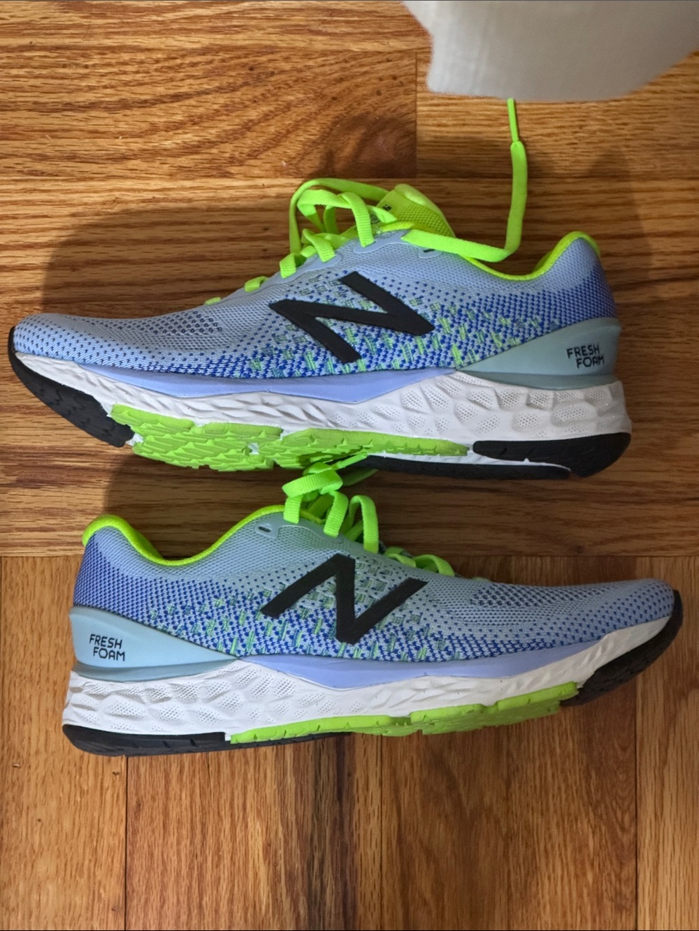 New Balance Running Shoes - Light Blue & Neon Green Accents